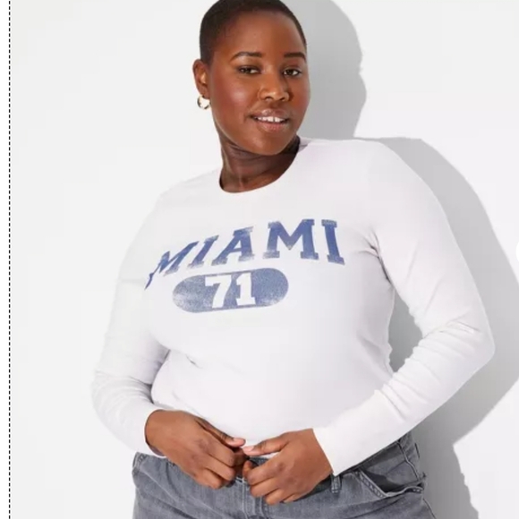 🆕️👕Long-sleeve MIAMI Graphic T-shirt, Cream - XXL - Picture 1 of 3